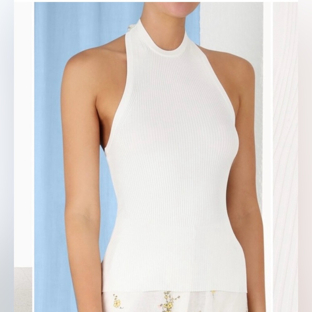 Zimmermann Anneke Rib-Knit Halter Tank Top